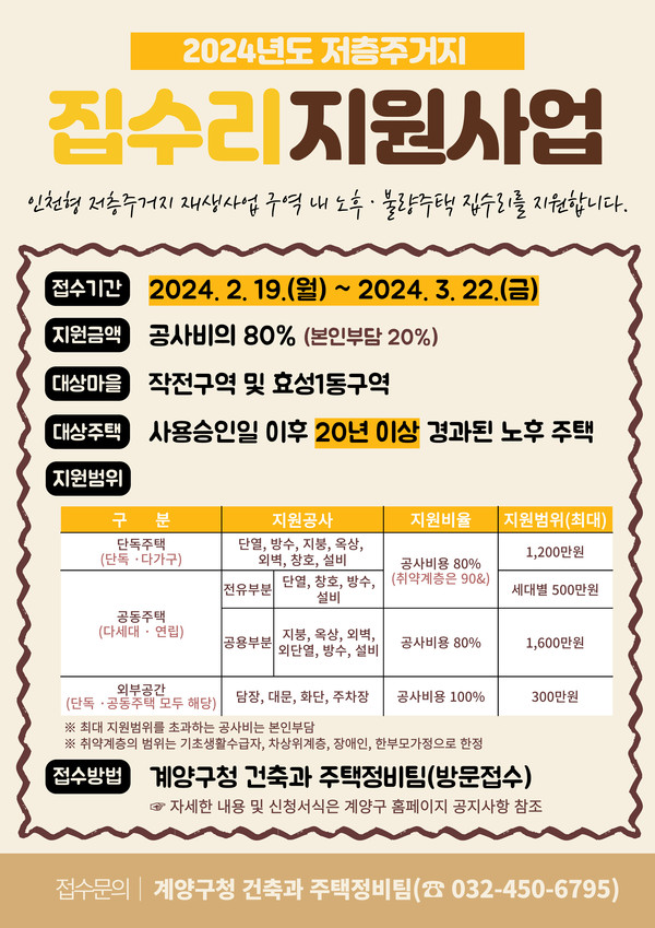 ▲ 계양구 저층주거지 집수리 지원사업 안내물.