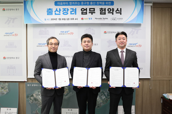 ▲ 인천 중구 민간기업 출산장려 업무협약식 개최 모습.