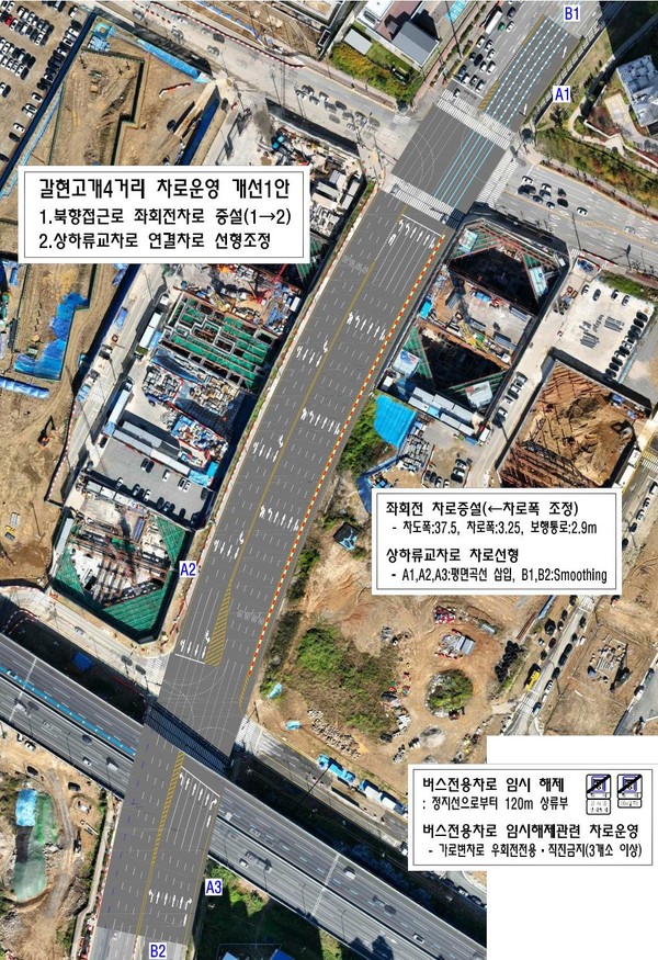 ▲ 과천시 지정타 S4BL 앞 교차로 차로운영 개선 계획도.
