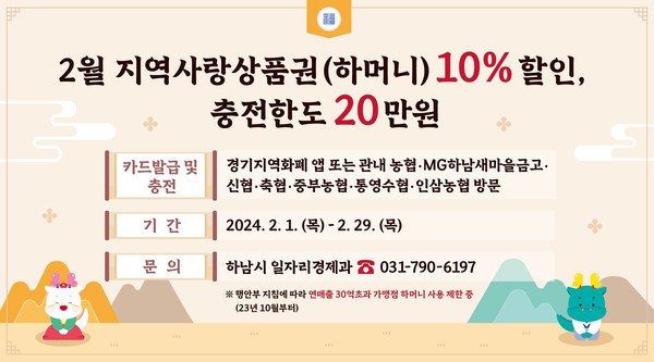 ▲ 하남시 설 명절 맞이 지역화폐 특별할인 안내물.