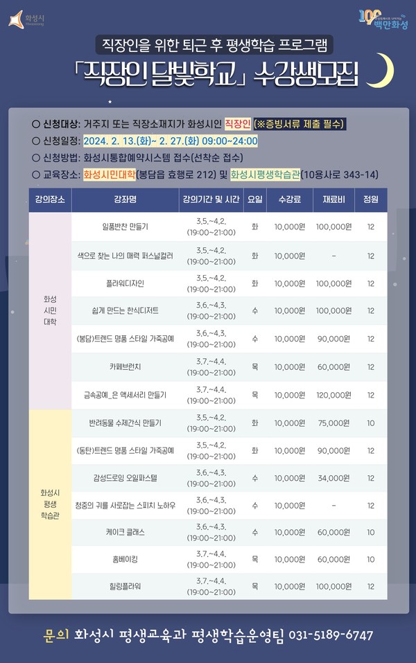 ▲ 직장인 달빛학교 수강생 모집 안내물.
