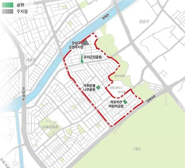 ▲ 개포ICT 특정개발진흥지구 범위.