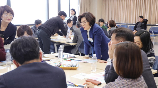 ▲ 안성시 교육브랜드 구상 원탁토론회 진행 모습.