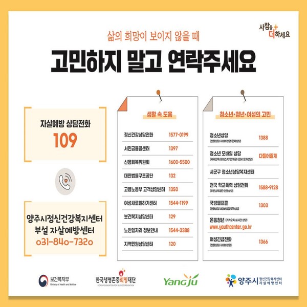 ▲ 자살예방상담전화 안내물.