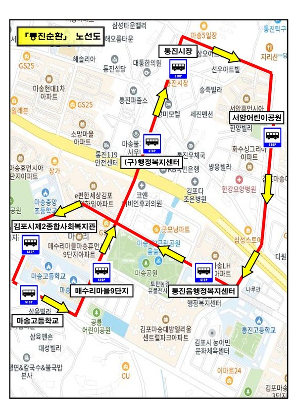 ▲ 통진순환 노선도.