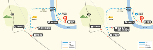 ▲ (왼쪽부터) 파주 DMZ 평화의 길 1코스와 2코스.