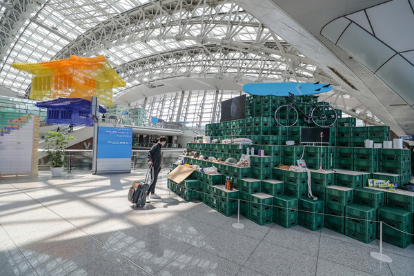 ▲ 인천공항 탄소시그널 전시 모습.