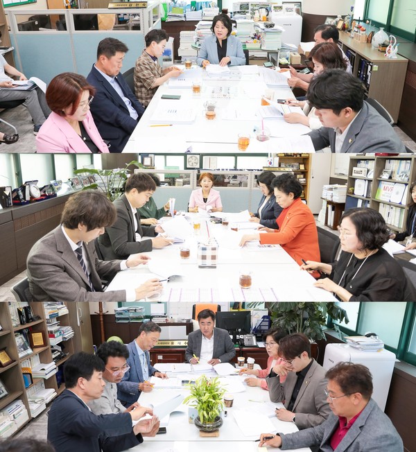 ▲ 사진 위부터 차례대로 기획행정위원회와 문화복지위원회, 도시환경위원회의 간담회 모습.