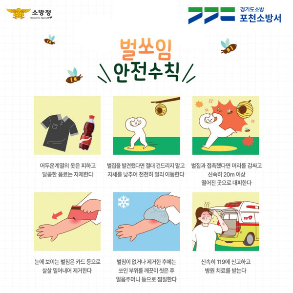 ▲ 벌쏘임 관련 안전수칙.