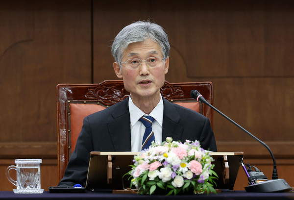 ▲ 조희대 대법원장이 지난달 16일 오후 서울 서초구 서울고등법원에서 열린 서울고법 격려 방문 간담회에서 발언하고 있다.