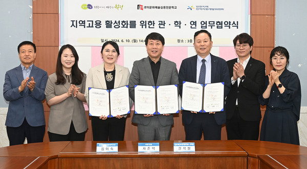 ▲ 부평구 지역고용 활성화 위한 관·학·연 업무협약 체결 모습.