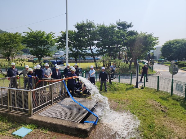 ▲ 수방장비 일제점검 및 가동훈련 실시 현장.