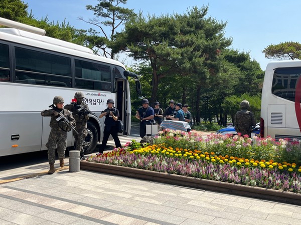 ▲ 구리시 충무훈련 연계 전시 긴급채혈 훈련 실시 모습.