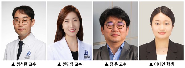 ▲ (왼쪽부터) 연세대학교 의과대학 용인세브란스병원 신경과 정석종·전민영 교수, 한국과학기술원(KAIST) 바이오및뇌공학과 정용 교수·이태인 학생.