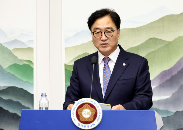 ▲ 우원식 국회의장, 제22대 국회 원 구성 관련 입장 발표. /뉴시스