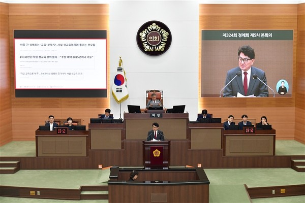 ▲ 5분 자유발언 진행하는 홍국표 의원.
