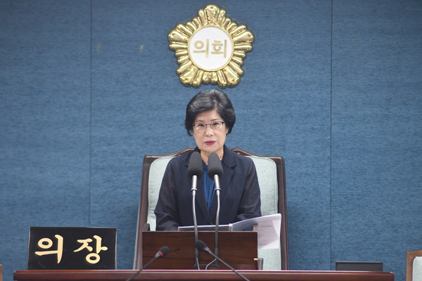▲ 미추홀구의회 후반기 의장에 선출된 전경애 의장.