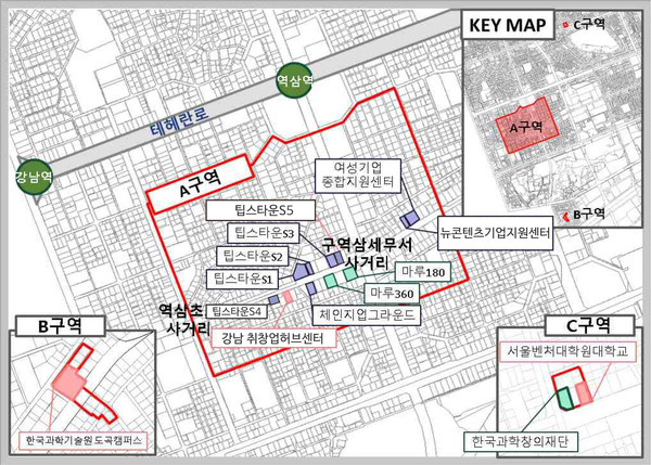 ▲ 강남구벤처기업촉진지구 구역도.