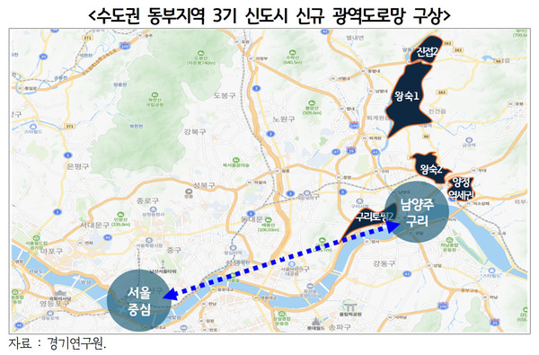 ▲ 수도권 동부지역 3기 신도시 신규 광역도로망 구상.