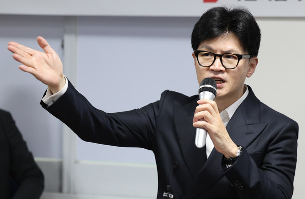 ▲ 대구서 당원들에게 연설하는 한동훈. /뉴시스