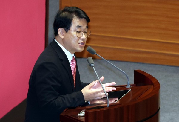 ▲ 의사진행 발언하는 배준영 원내수석부대표. /뉴시스