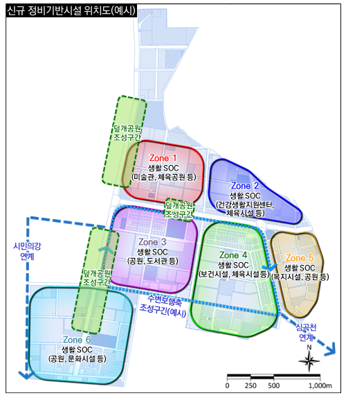 ▲ 각 ZONE별 신규 생활SOC시설 도입 예시도.