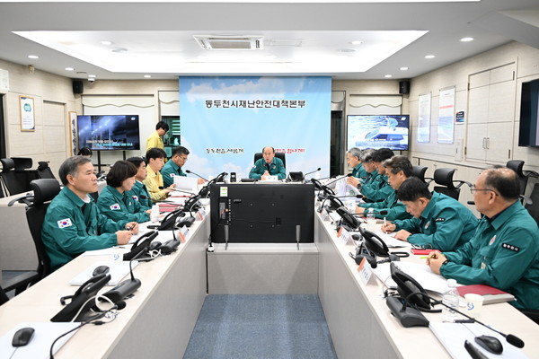▲ 동두천시 폭염 대응 주말 TF팀 운영 실시 모습.