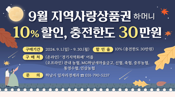 ▲ 하남시 명절 맞이 할인율 상향 포스터.