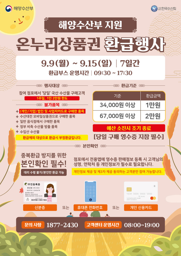 ▲ 온누리상품권 환급행사 안내물.