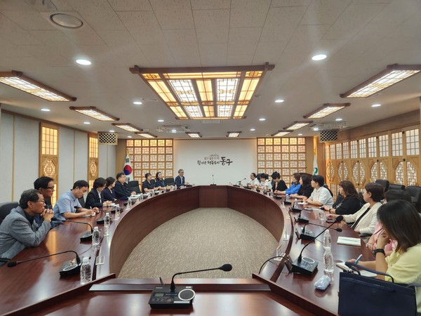 ▲ 인천광역시교육청, 동구 지역 학교신설 관련 소통협의회 개최 모습.