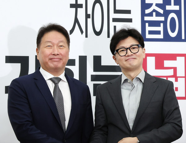 ▲ 한동훈 대표, 최태원 대한상의 회장 접견. /뉴시스
