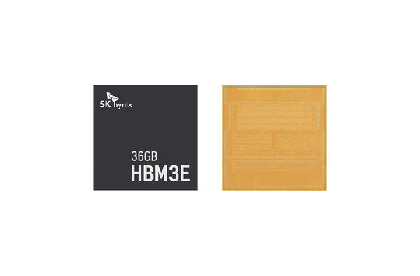 ▲ SK하이닉스가 세계 최초로 양산하기 시작한 HBM3E 12단 신제품.