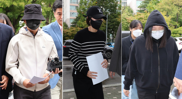 ▲ 지난 8월 18명의 사상자가 발생한 경기도 부천 호텔 화재 건물주 A(왼쪽, 60대)씨 등이 15일 오전 경기도 부천시 인천지방법원 부천지원으로 구속 전 피의자 심문(영장실질심사)에 출석하고 있다. /뉴시스