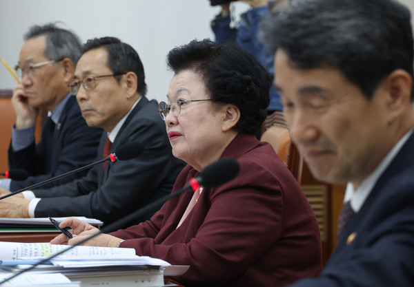 ▲ 질의에 답하는 이배용 국가교육위원장. /뉴시스