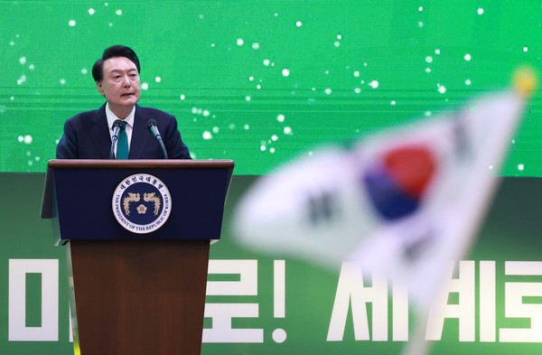 ▲ 윤 대통령, 전국새마을지도자대회 축사. /뉴시스