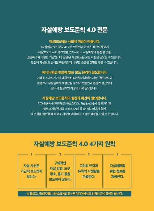 ▲ 자살예방 보도준칙 4.0 전문. /뉴시스