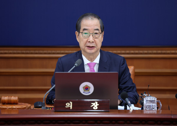 ▲ 한덕수 총리, 국무회의 발언 모습. /뉴시스