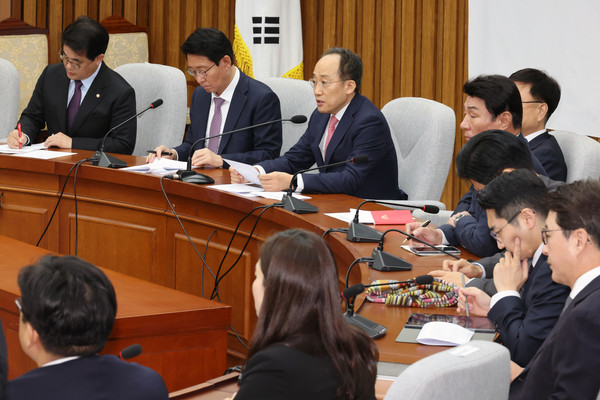 ▲ 추경호 원내대표, 원내대책회의 발언. /뉴시스