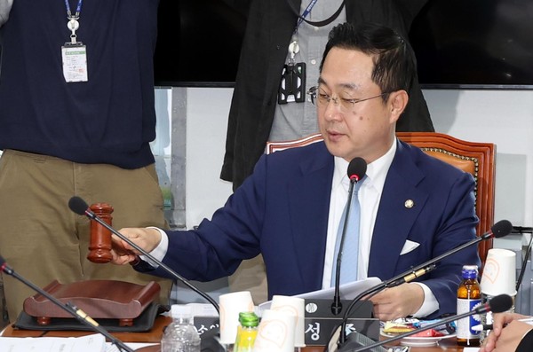 ▲ 의사봉 두드리는 박성준 국회운영개선소위원장. /뉴시스
