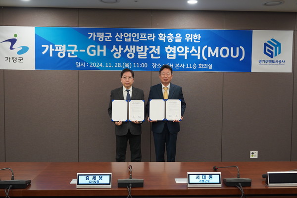 ▲ GH-가평군, 균형발전 및 지역경제 활성화를 위한 상생발전 업무협약 체결 모습.