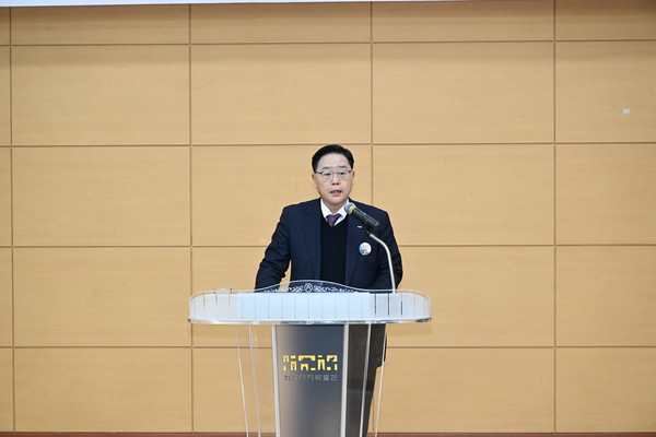 ▲ 강수현 양주시장이 양주대모산성 학술 세미나에 참석해 인사말을 하고 있다.