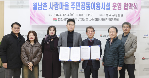 ▲ 인천 중구 월남촌 사랑마을 주민공동이용시설 운영 협약 체결 모습.