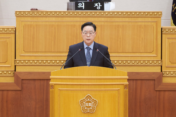 ▲ 시정연설 중인 강수현 양주시장.