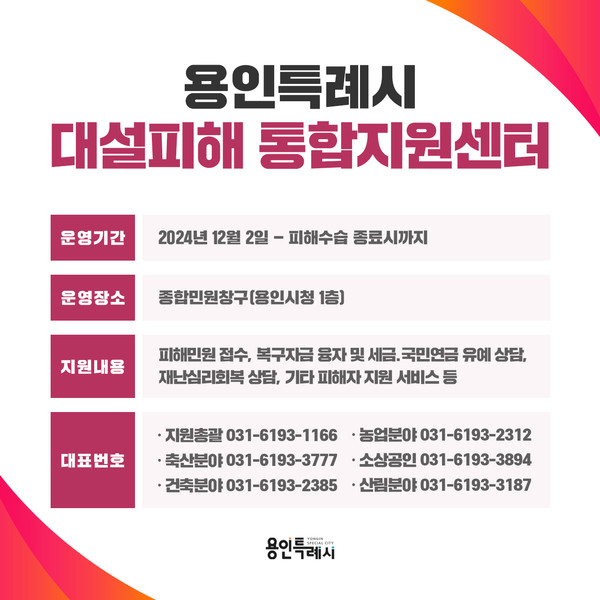▲ 용인특례시 폭설 피해 상담 통합지원센터 운영 안내 포스터.