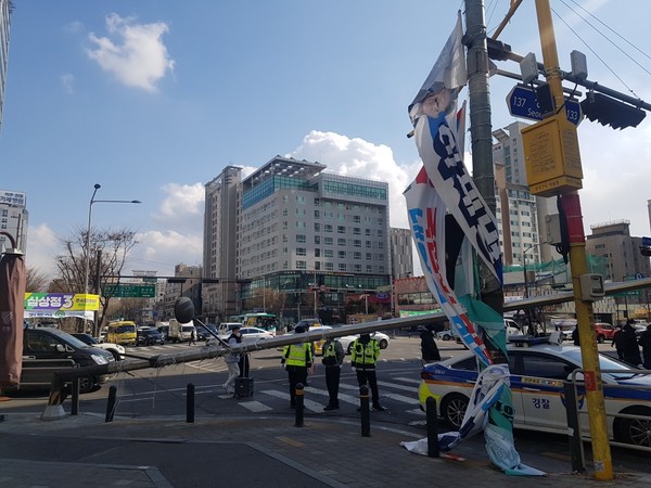 ▲ 가로등 손괴사고.