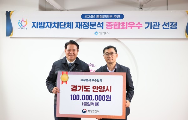 ▲ (왼쪽부터) 최대호 안양시장, 신영수 예산법무과장.