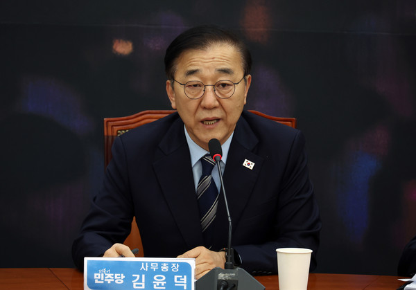 ▲ 기자간담회하는 김윤덕 민주당 사무총장. /뉴시스
