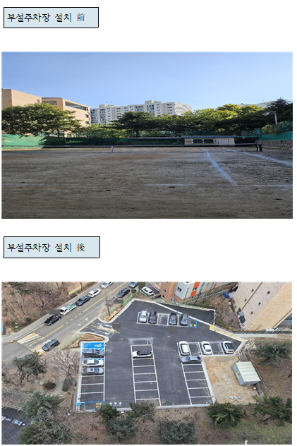 ▲ 부평현대1단지아파트 부설주차장 설치 전 후 모습.