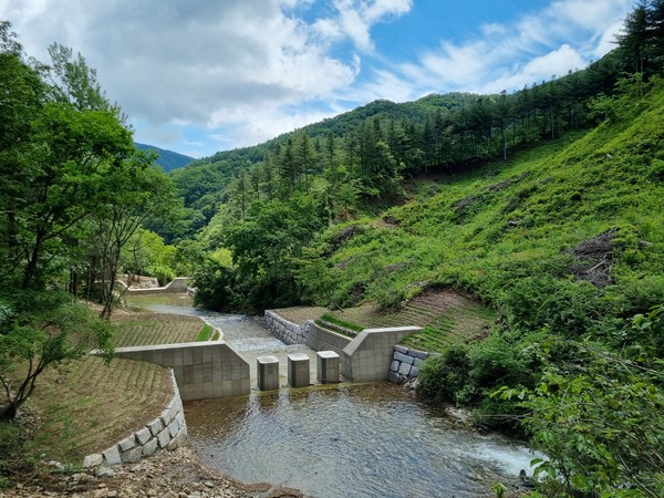 ▲ 산사태방지 사방댐 조성 모습.