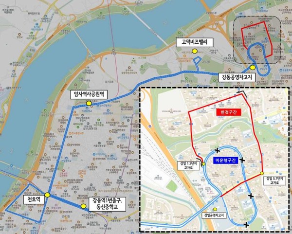 ▲ 시내버스 3324번 조정 노선도.